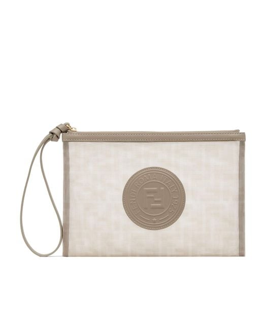 Fendi Natural Ff Zip-Up Flat Pouch