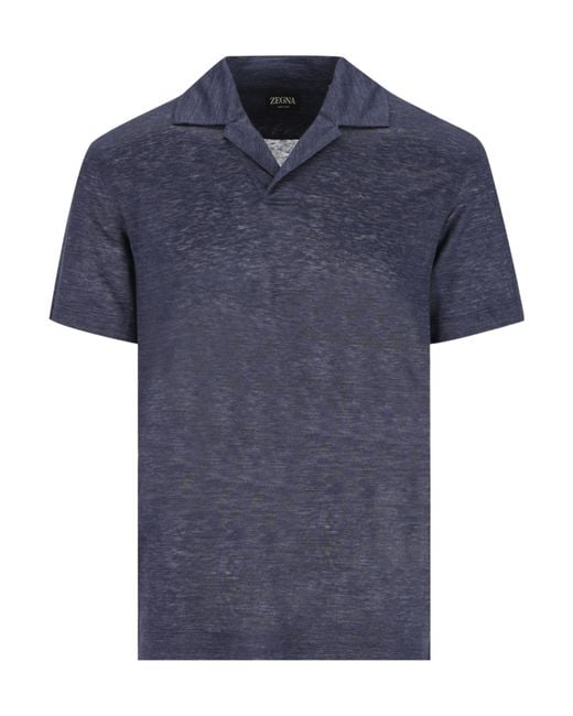 Zegna Blue Short-Sleeved Polo Shirt for men