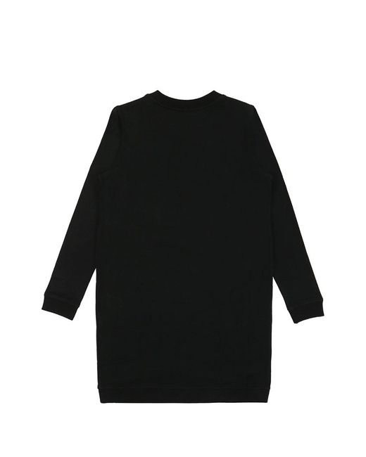 Moschino Black Printed Round-Neck Long-Sleeved Dress