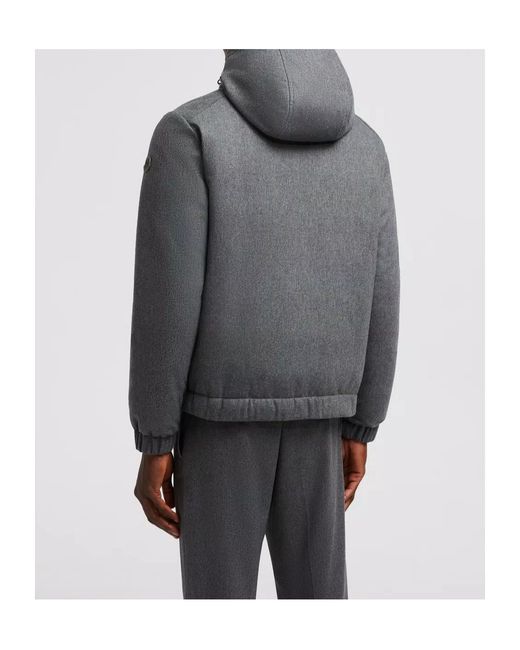 Moncler Gray Zip-Up Hooded Jacket for men
