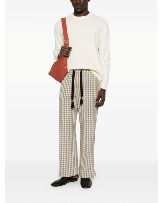 Nanushka White Check-Pattern Tassel-Detail Trousers for men