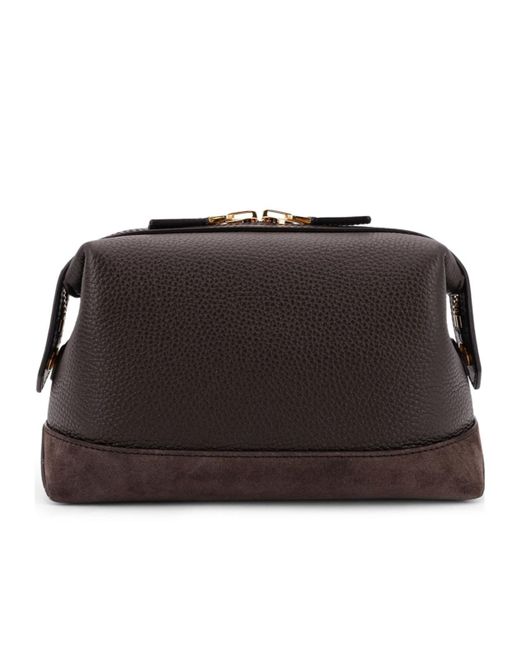 Tom Ford Black Logo-Patch Zipped Clutch Bag for men