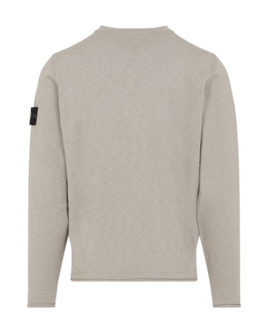 Stone Island Gray Logo Patch Crewneck Sweatshirt for men