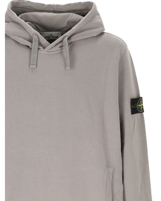 Stone Island Gray Drawstring Hooded Sweatshirt for men
