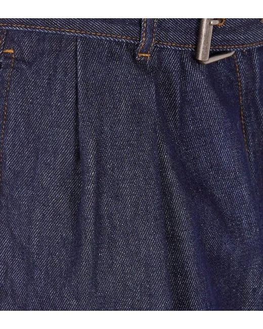 Dries Van Noten Blue Denim Shorts With Belt Loops