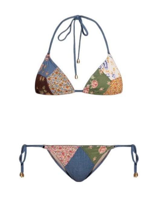 Zimmermann White Lucky Spliced Triangle Two Piece Bikini