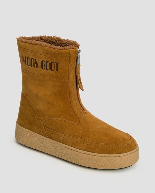 Moon Boot Brown Zip-Front Suede Boots