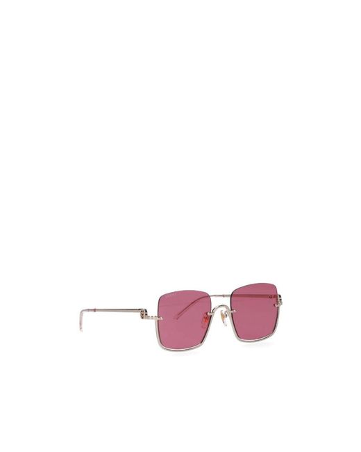 Gucci Pink Eyewear Squared Frame Sunglasses