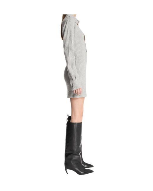 The Attico Gray The Embellished Long-Sleeved Dress