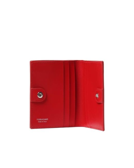 Ferragamo Red Horsebit Buckle Flip Wallet