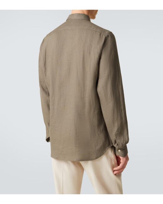 Kiton Green Linen Shirt for men