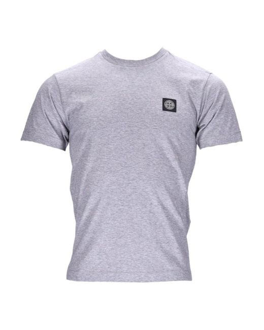 Stone Island Blue Logo Short-Sleeved T-Shirt for men