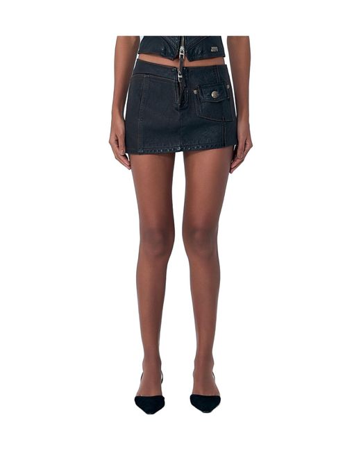 KNWLS Blue Patch Pocket Mini Skirt
