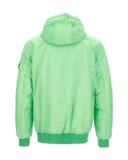 Stone Island Green Logo Patch Hooded Track Jacket for men