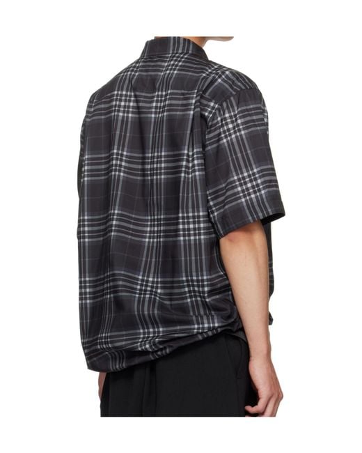 Sacai Black Lapel Short-Sleeved Shirt for men