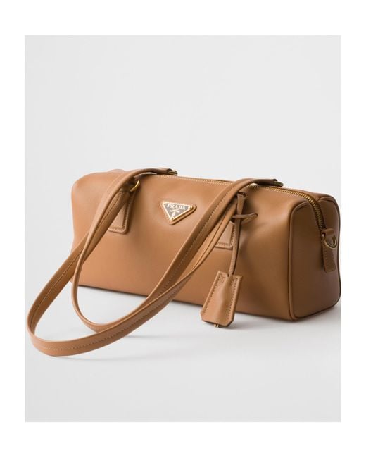 Prada Brown Medium Top-Handle Bag With Padlock