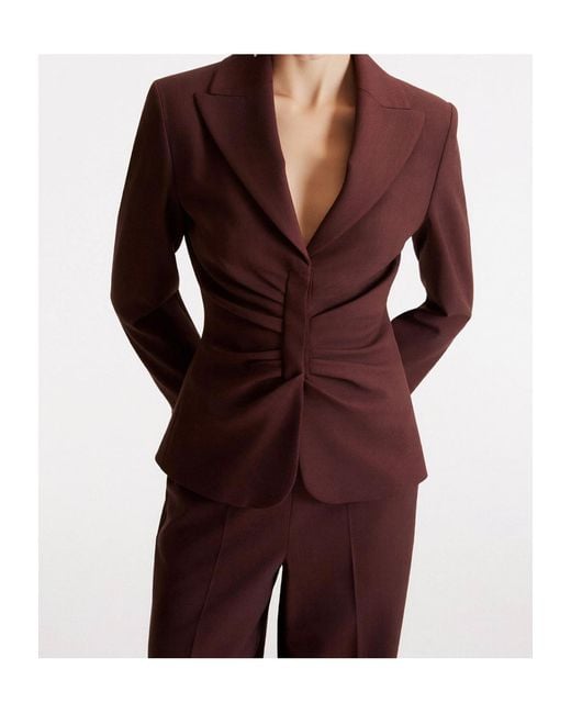 Marella Purple Ruched-Detail Blazer