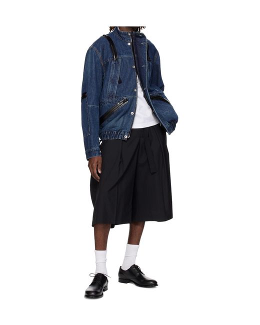 Sacai Blue Non-Stretch Denim Jacket for men