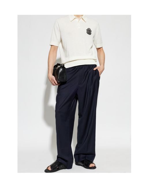Officine Generale Blue Drawstring Casual Pants for men