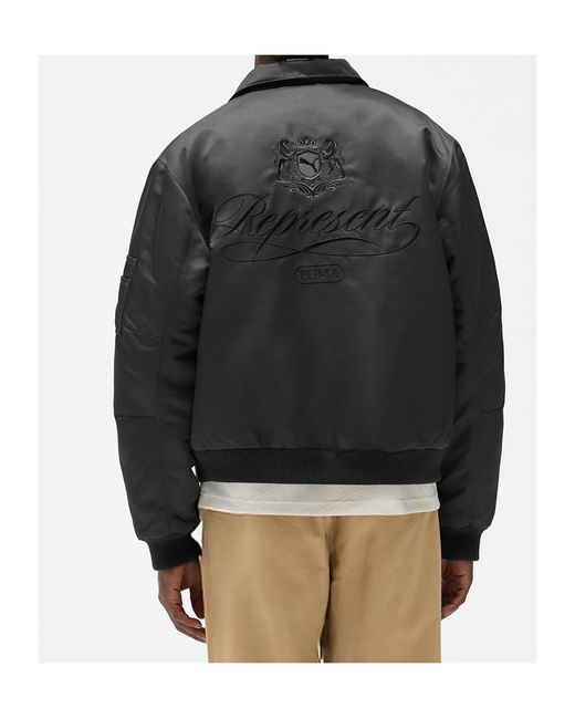 PUMA Gray X Represent Logo Embroderied Bomber Jacket for men
