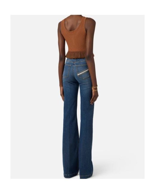 Elisabetta Franchi Blue Palazzo Buttons Jeans