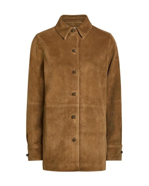 Rohe Brown Solid Colour Suede Overshirt