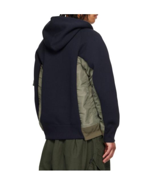 Sacai Blue Sponge Sweat Twill Hoodie for men