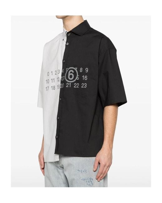 MM6 by Maison Margiela Black Striped Panelled Button-Up Shirt for men