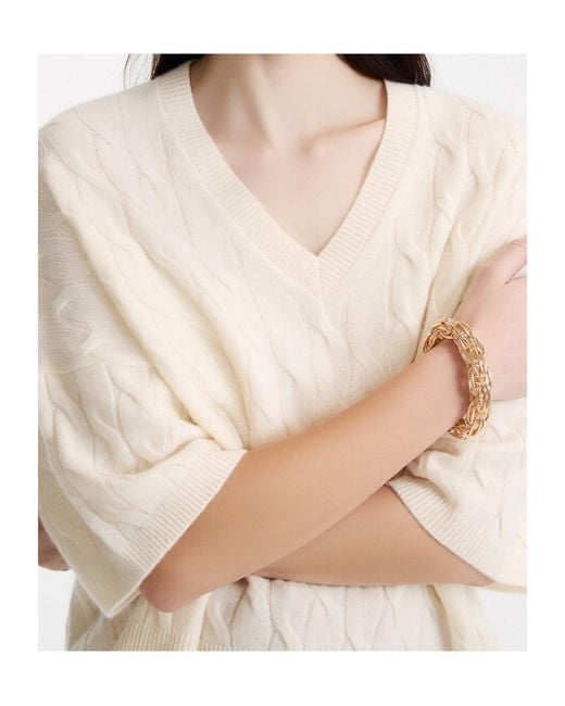 Marella White V-Neck Knit Sweater