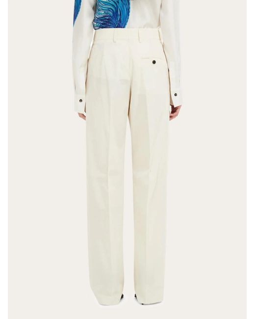 Ferragamo White Ferragamo Wide-Leg Tailored Trousers