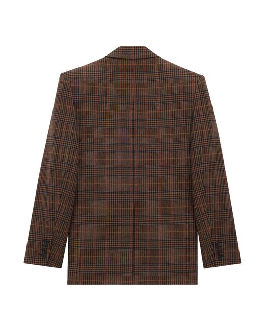 Saint Laurent Brown Checked Single-Breasted Jacket
