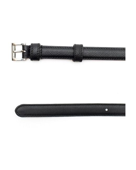 Prada White Saffiano Slim Belt