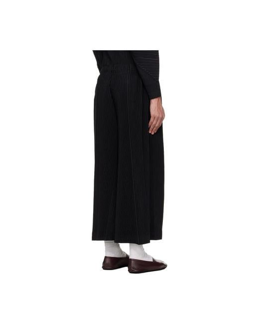 Homme Plissé Issey Miyake Black Pleated Knit Casual Pants for men