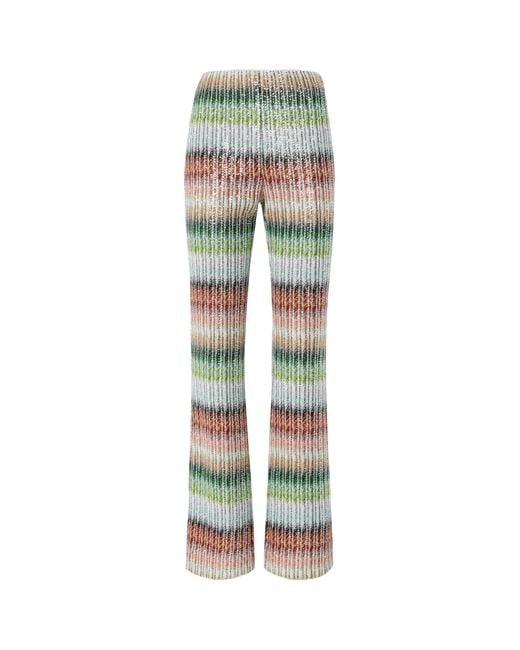 Missoni Green Gradient Zig-Zag Knitted Flared Trousers