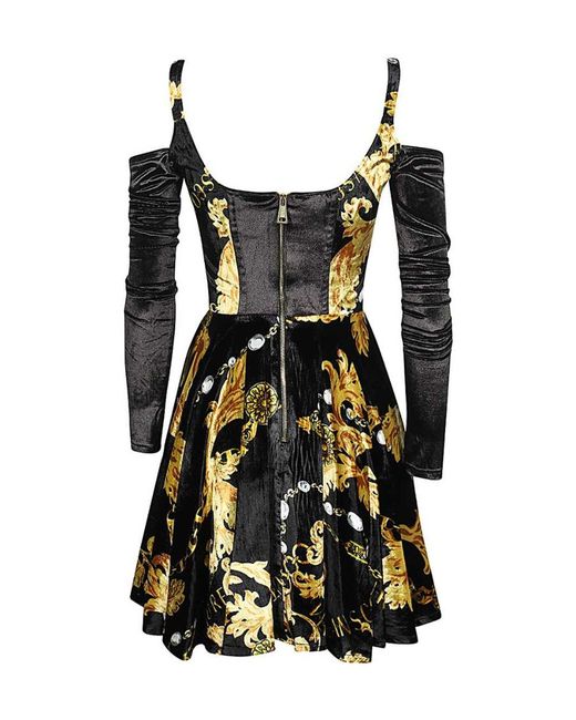 Versace Jeans Black Couture Chain Couture Printed Corset Dress