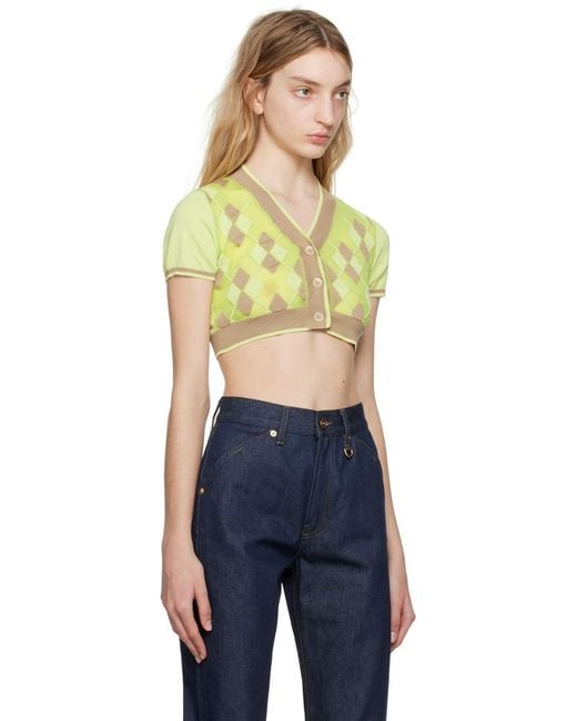 Jacquemus Blue Argyle-Check-Pattern Cropped Top