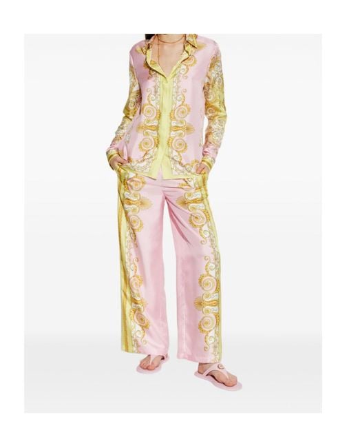 Versace White Pattern-Printed Long-Sleeved Shirt