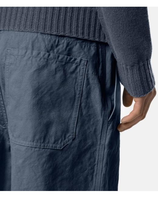 Stone Island Blue Logo Patch Buttoned Shorts for men