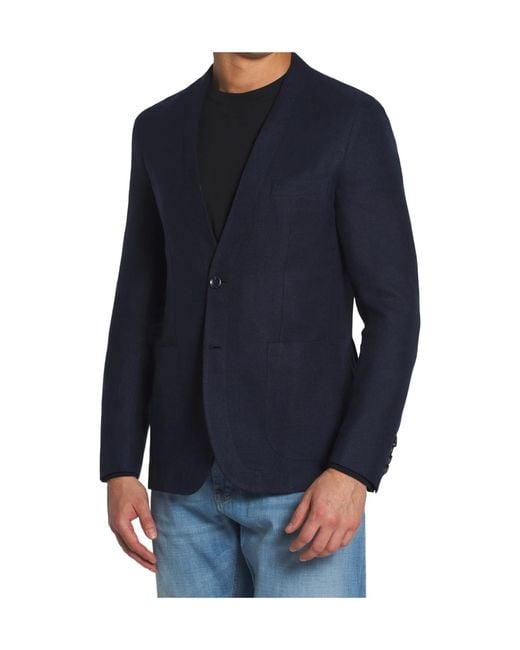 Brioni Blue Midnight Linen, Wool And Silk Jardigan for men