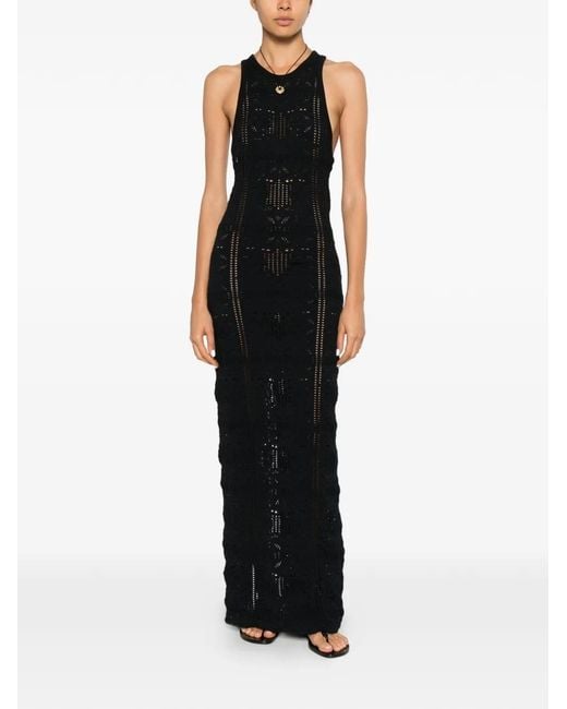 Nanushka Black Ainhoa Openwork Knitted Dress