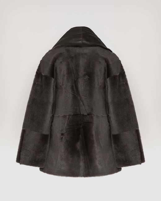 Yves Salomon Black Leather-Trimmed Shearling Jacket