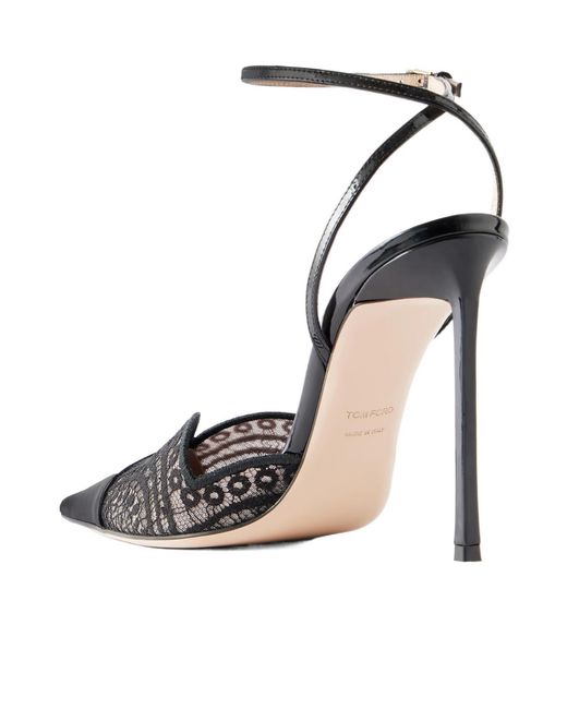 Tom Ford White Lace And Patent-Leather-Trimmed Pumps