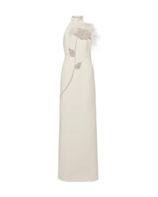 Rebecca Vallance White Starlight Embellished Halterneck Gown