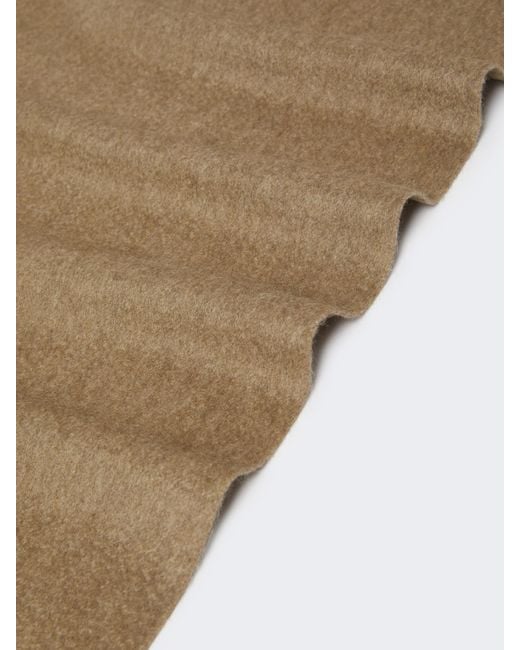 Max Mara Natural Logo Embroidered Fringed Edge Scarf