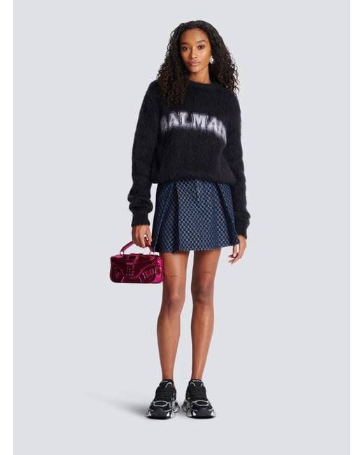 Balmain Black Logo Jacquard Crewneck Knitted Jumper