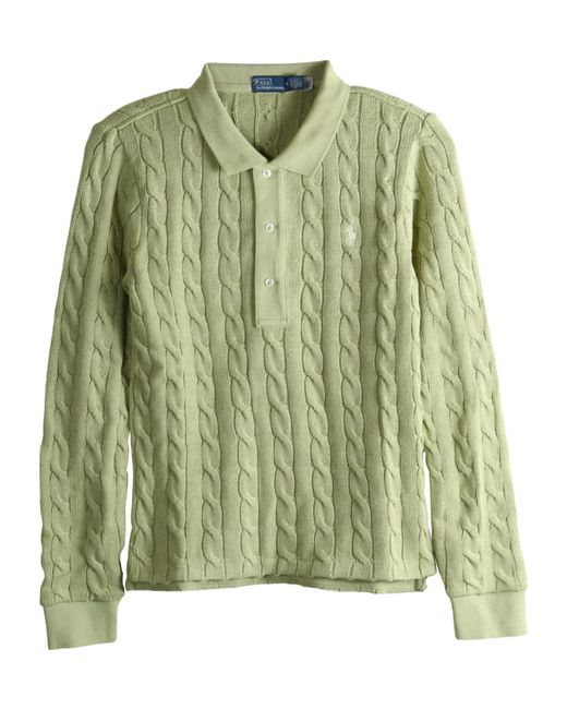 Polo Ralph Lauren Green Cable-Knit Polo Jumper