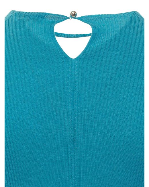 Lanvin Blue Round-Neck Ribbed Sweater