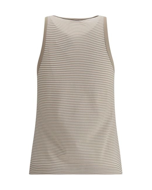 Brunello Cucinelli Gray Striped Tank Top