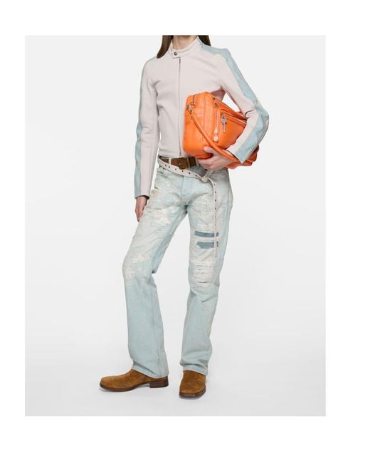 Acne Blue Distressed Straight-Leg Jeans for men