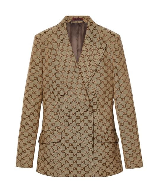 Gucci Brown Gg Supreme Double-Breasted Blazer